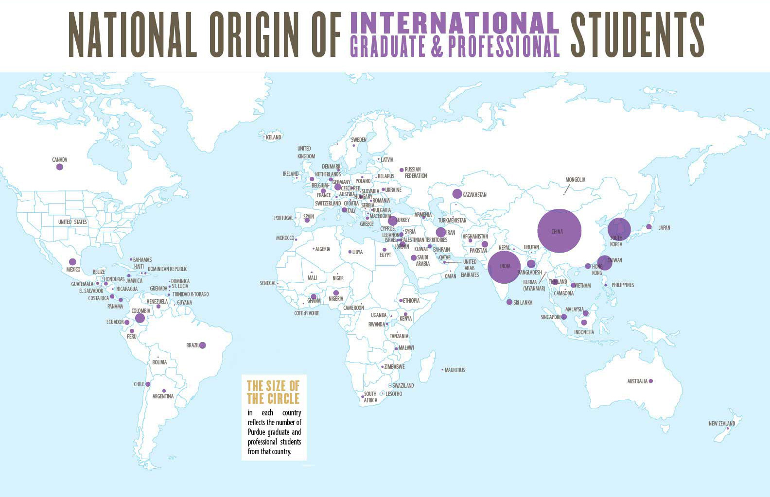 Purdue International Grad and Professional Students Map